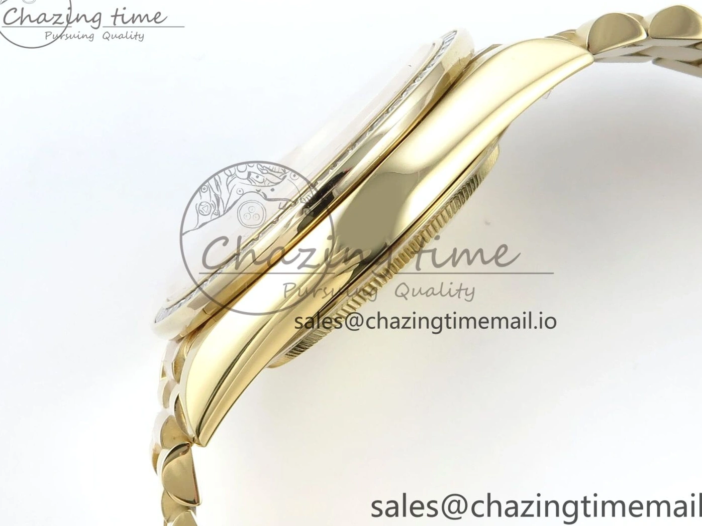 MiroTime 1224 TechFriendly DayDate 40 YG QF 1:1 Best Edition Green Black Dial Diamonds Bezel on President Bracelet A2836 V5 (Gain Weight) 490